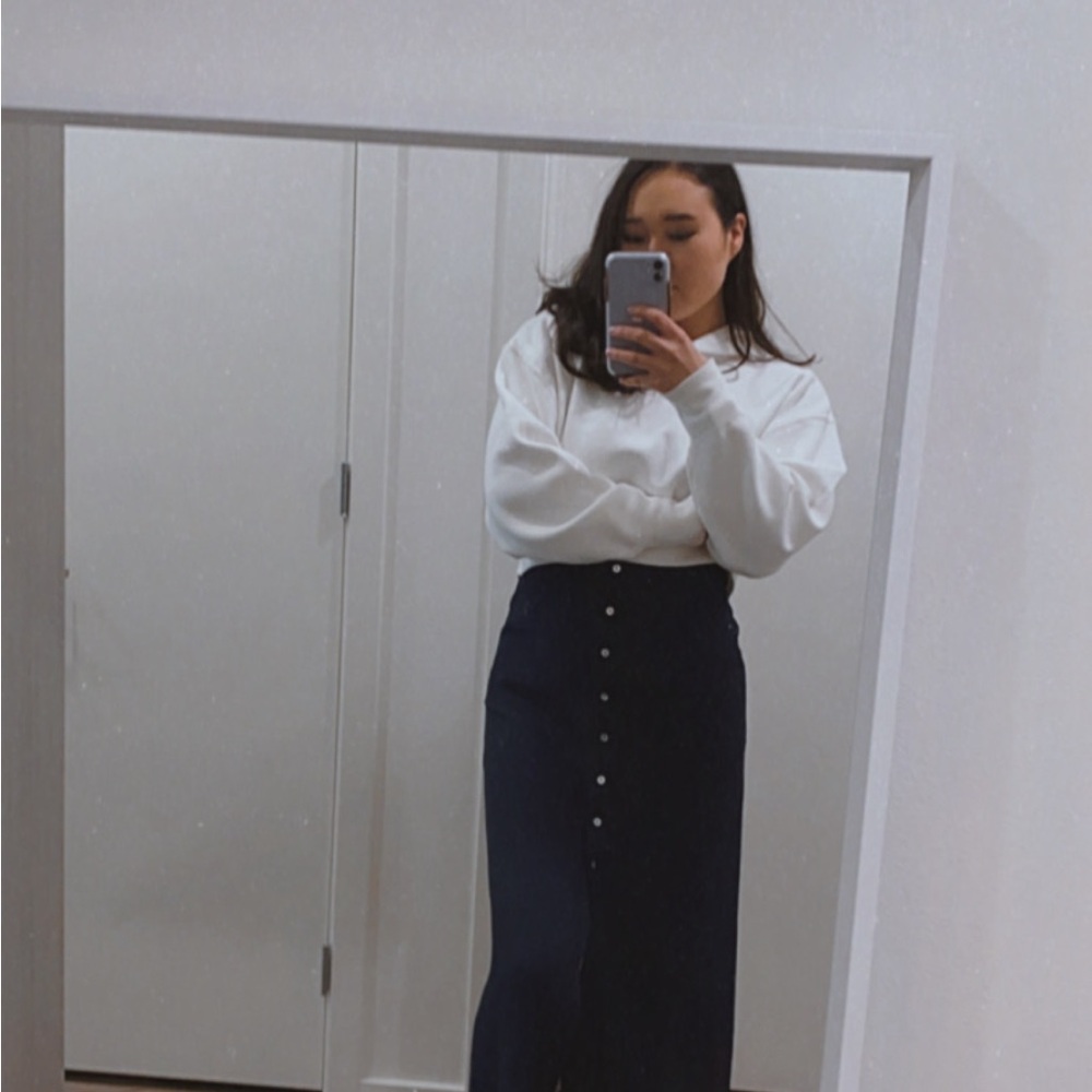 Wilfred by Aritzia Blue Button-Front Midi Dress – Size 6